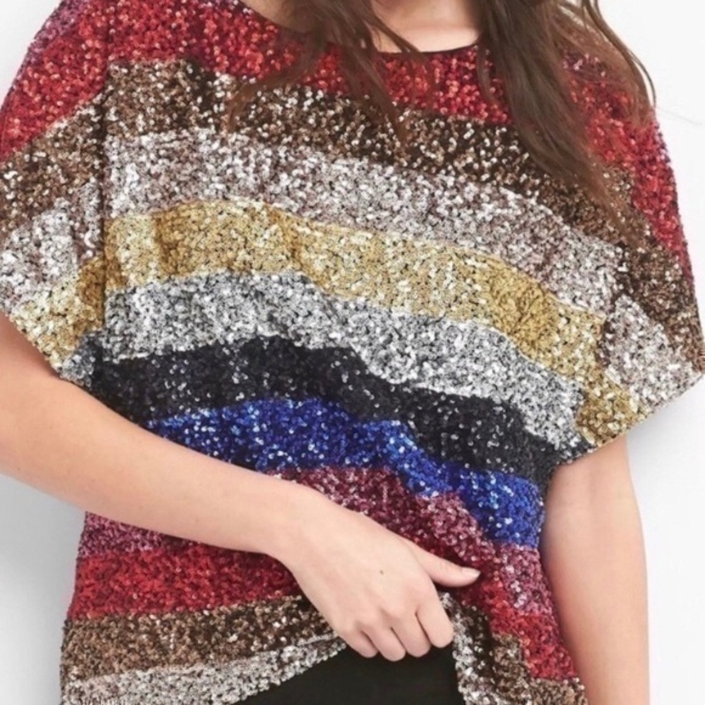 GAP Sequin Stripe Blouse Top